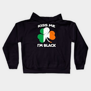 Kiss Me I'm Black Ireland Flag Shamrock St Patrick's Day Kids Hoodie